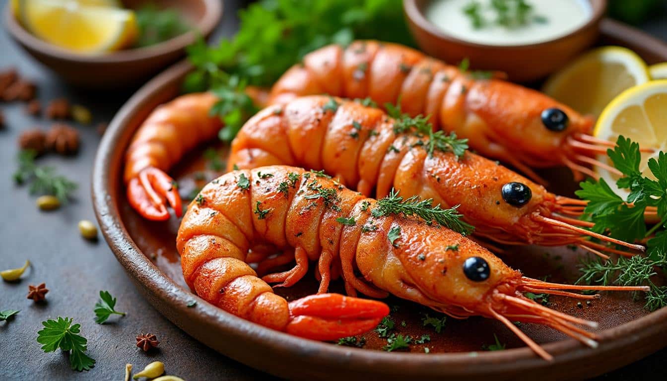 savourez un dîner festif avec nos langoustines rôties aux épices douces, un plat gourmand et raffiné qui éveillera vos papilles et surprendra vos invités.