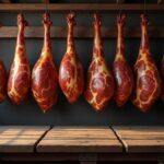 découvrez comment le jambon cru s'affine patiemment durant de longs mois en cave, développant saveurs et textures uniques pour un goût authentique.