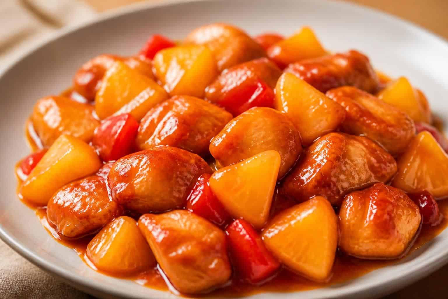 découvrez comment l'ananas en morceaux apporte une touche sucrée irrésistible au poulet à la sauce aigre-douce, pour un plat savoureux et équilibré.