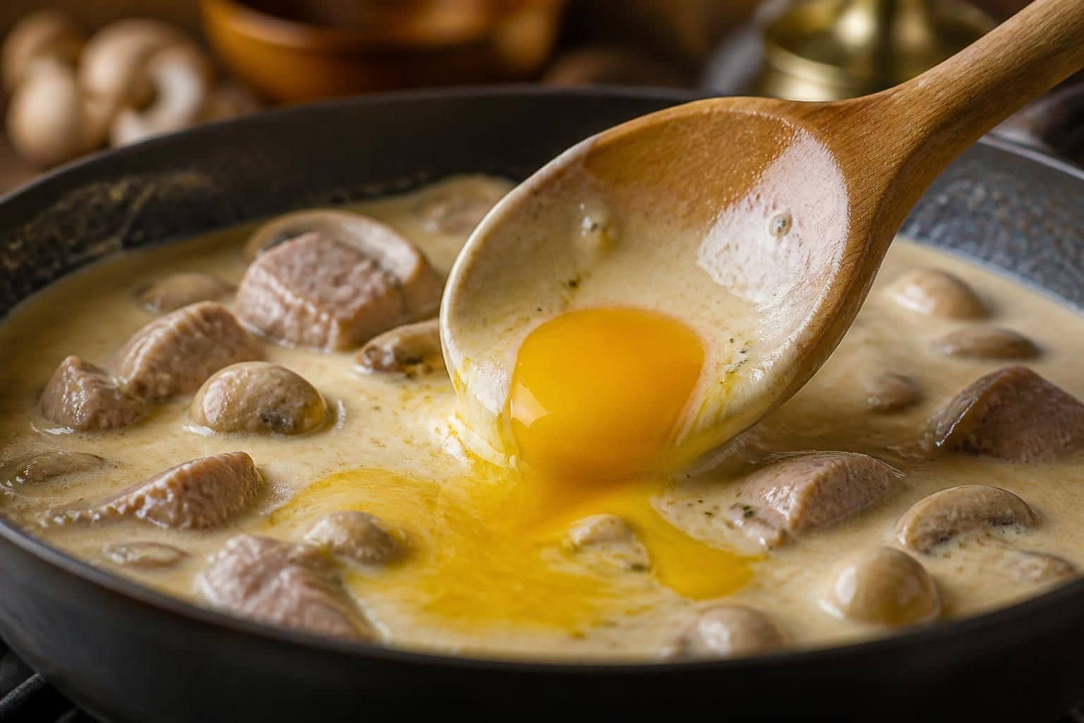 découvrez comment le jaune d'œuf traditionnel lie parfaitement la sauce de la blanquette de veau à l'ancienne pour un plat riche et savoureux.