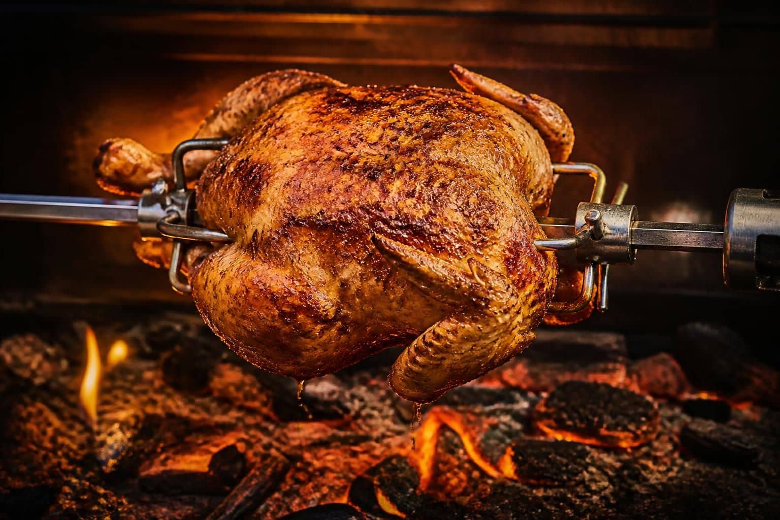 découvrez la broche tournante idéale pour rôtir un poulet de 2kg parfaitement cuit, avec un temps de cuisson optimisé et uniforme.