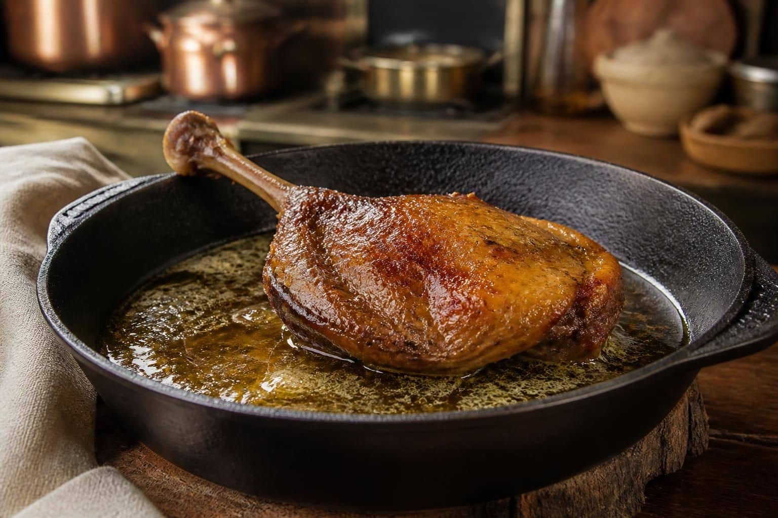 découvrez la graisse de canard confit idéale pour une cuisson parfaite des cuisses de canard. astuces et temps de cuisson pour un plat savoureux et fondant.