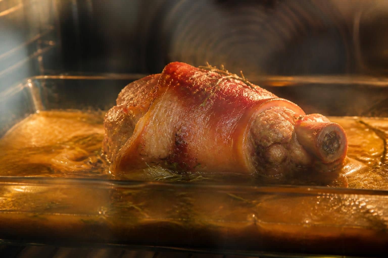 découvrez comment mijoter un jarret de porc au four en cuisson lente avec un bouillon aromatisé pour un plat tendre et savoureux.