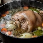 découvrez comment préparer un jarret de porc à l'eau avec un bouillon aromatisé mijoté lentement pour une viande tendre et savoureuse.