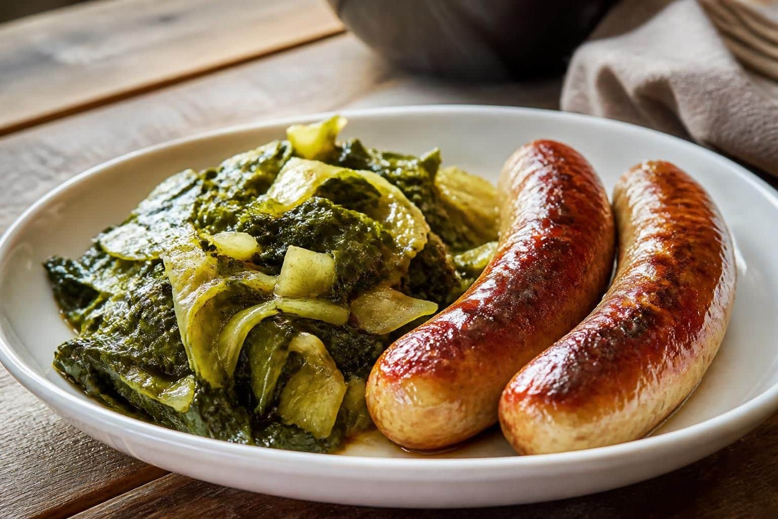 découvrez une délicieuse recette de saucisses accompagnées de chou vert braisé, un plat savoureux et réconfortant parfait pour vos repas en famille.