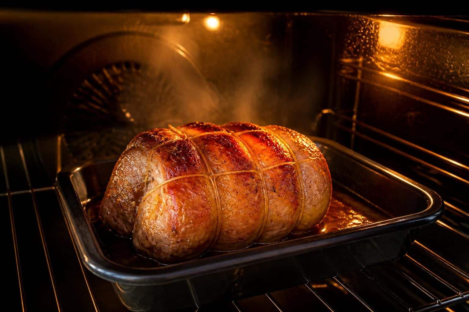 découvrez comment le four chaud dore parfaitement la paupiette de porc lors de la cuisson au four pour un plat savoureux et bien rôti.