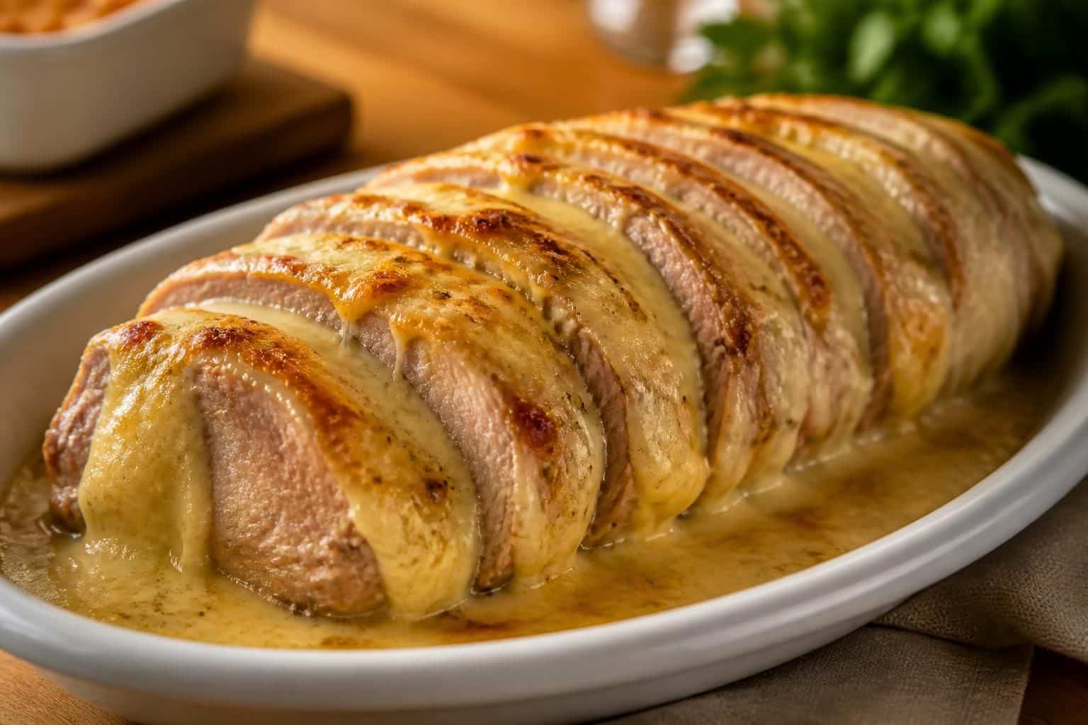 découvrez comment le fromage fondu nappe parfaitement le rôti de porc orloff et maîtrisez le temps de cuisson pour un plat savoureux et fondant.