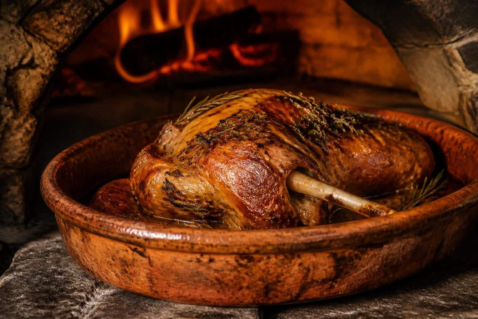 découvrez la cuisson parfaite de la souris d'agneau au four dans un plat en terre cuite, pour une viande tendre et savoureuse.