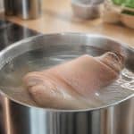 découvrez comment pocher un jambonneau à l'eau en maintenant l'eau frémissante pour une cuisson parfaite et savoureuse.