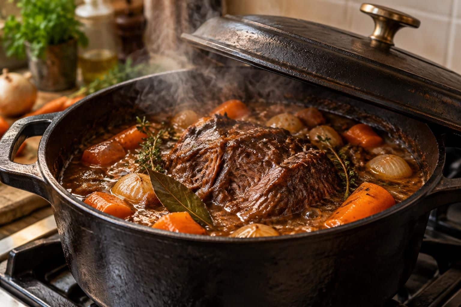 découvrez comment la cocotte en fonte sublime le paleron de bœuf grâce à une cuisson lente, pour une viande fondante et pleine de saveurs.
