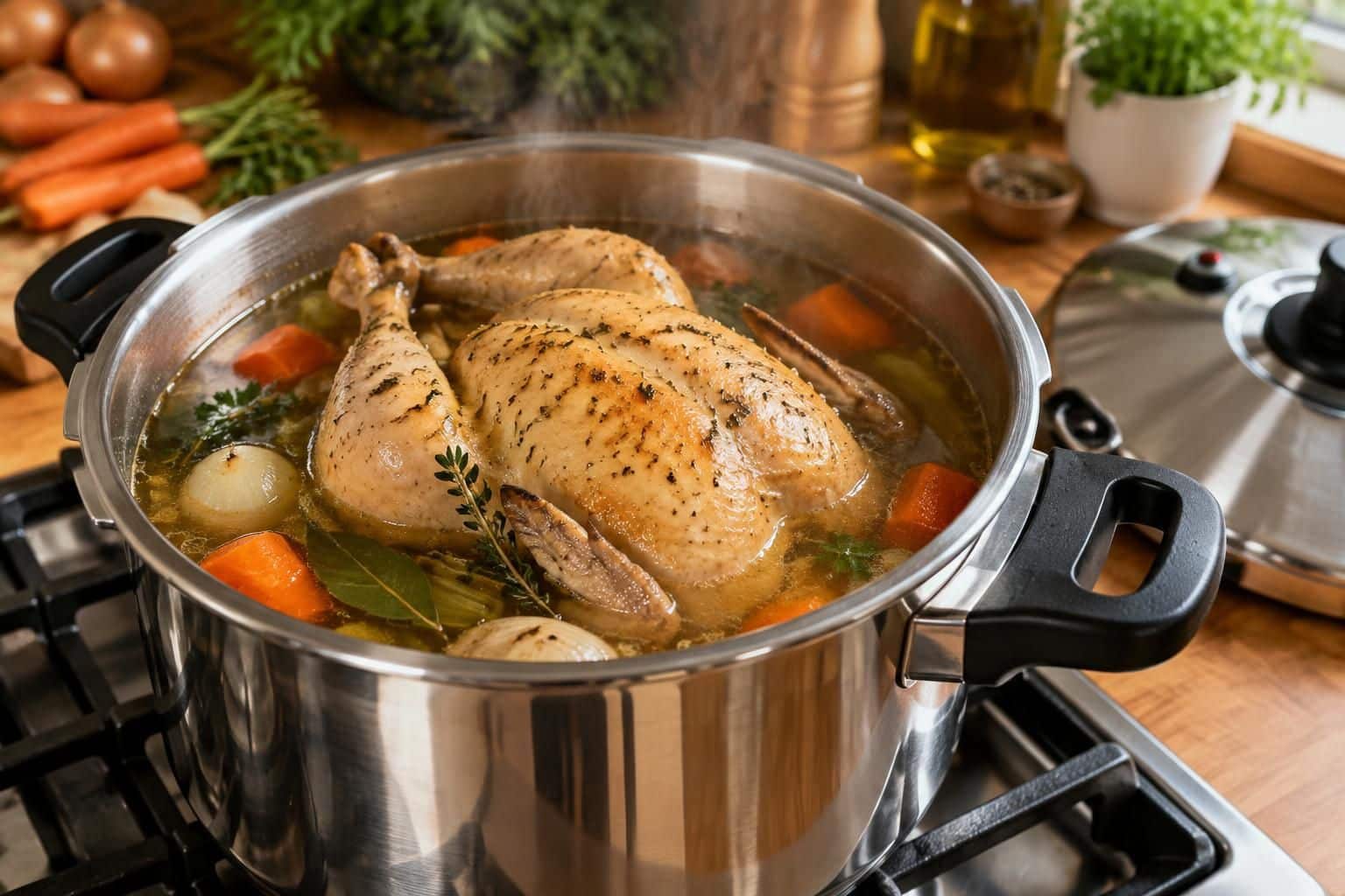 découvrez le temps de cuisson idéal d’une poule de 1 kg à l’autocuiseur pour obtenir une viande tendre et savoureuse en cocotte-minute.