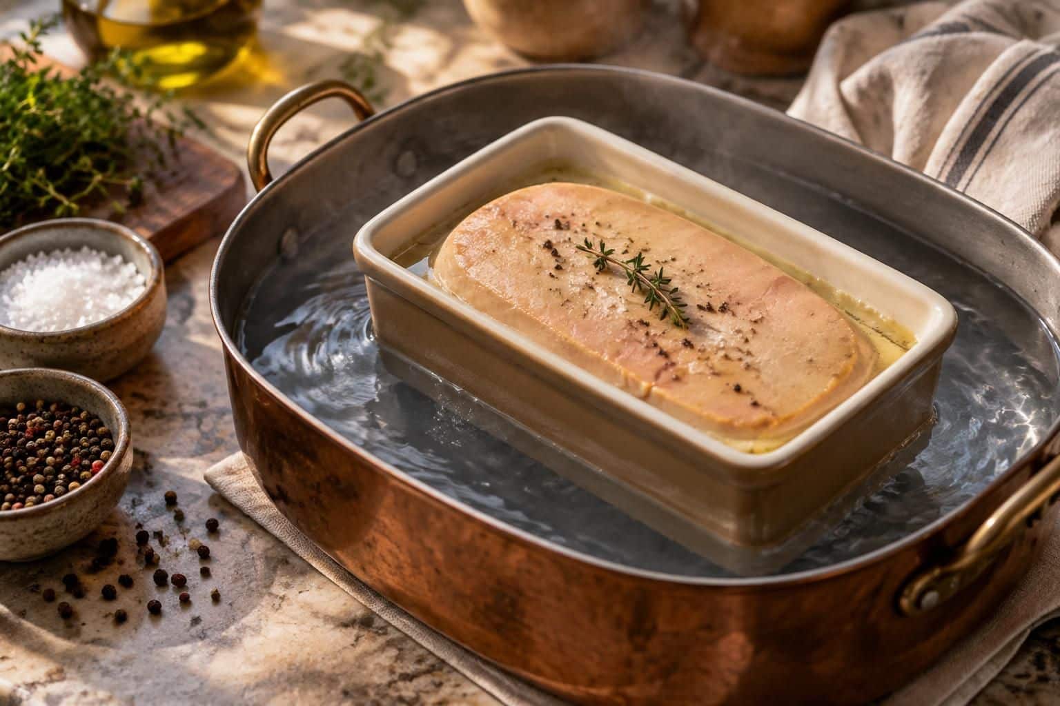 découvrez comment réussir la cuisson du foie gras mi-cuit au bain-marie doux pour obtenir une texture fondante et préserver toutes ses saveurs.