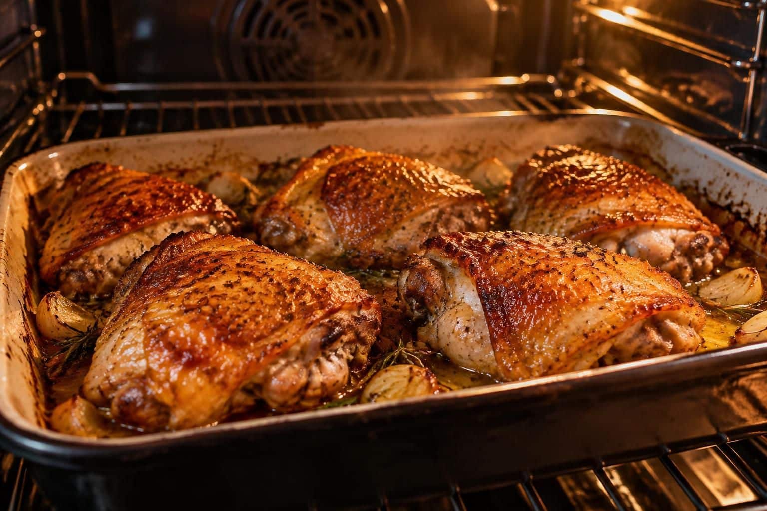 découvrez comment cuire des hauts de cuisse de poulet au four pour obtenir une peau dorée et une viande tendre et savoureuse.
