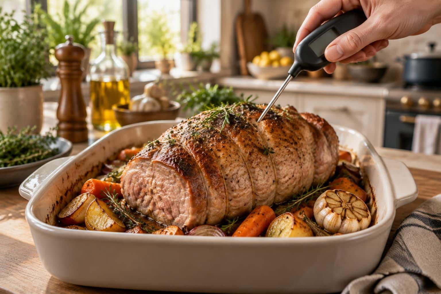 maîtrisez la cuisson de votre rôti de veau grâce au thermomètre à viande : vérifiez la température à cœur et obtenez une cuisson parfaite.