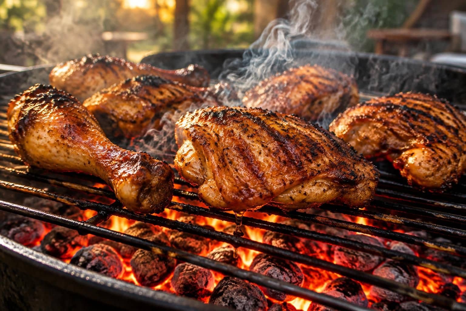 découvrez comment les braises ardentes influencent le temps de cuisson du poulet au barbecue pour une viande savoureuse, tendre et parfaitement grillée.